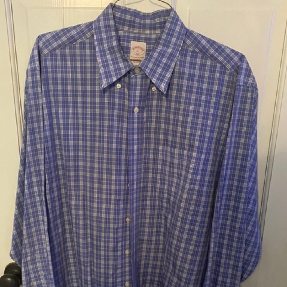 Brooks Brothers The Original Polo Shirt - Size XL Blue & White Plaid